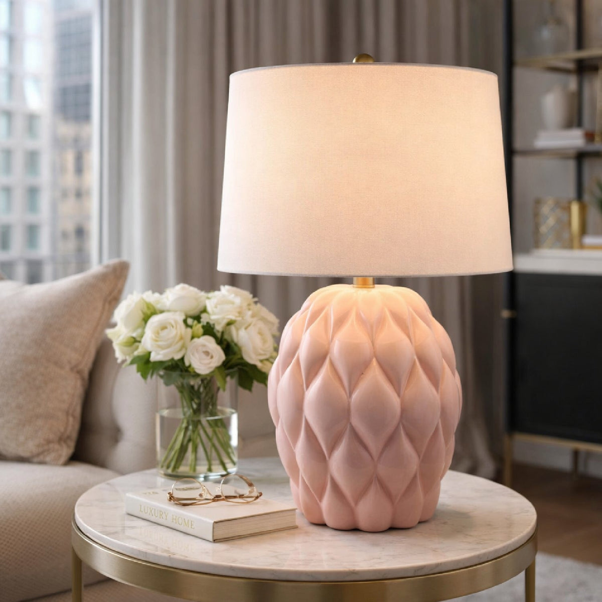 Modern European furniture - Reliefed Ceramic Accent Table Lamp - www.oroa.com