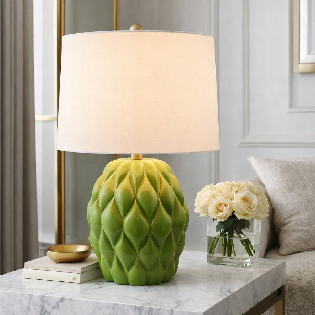 Modern European furniture - Reliefed Ceramic Accent Table Lamp - www.oroa.com