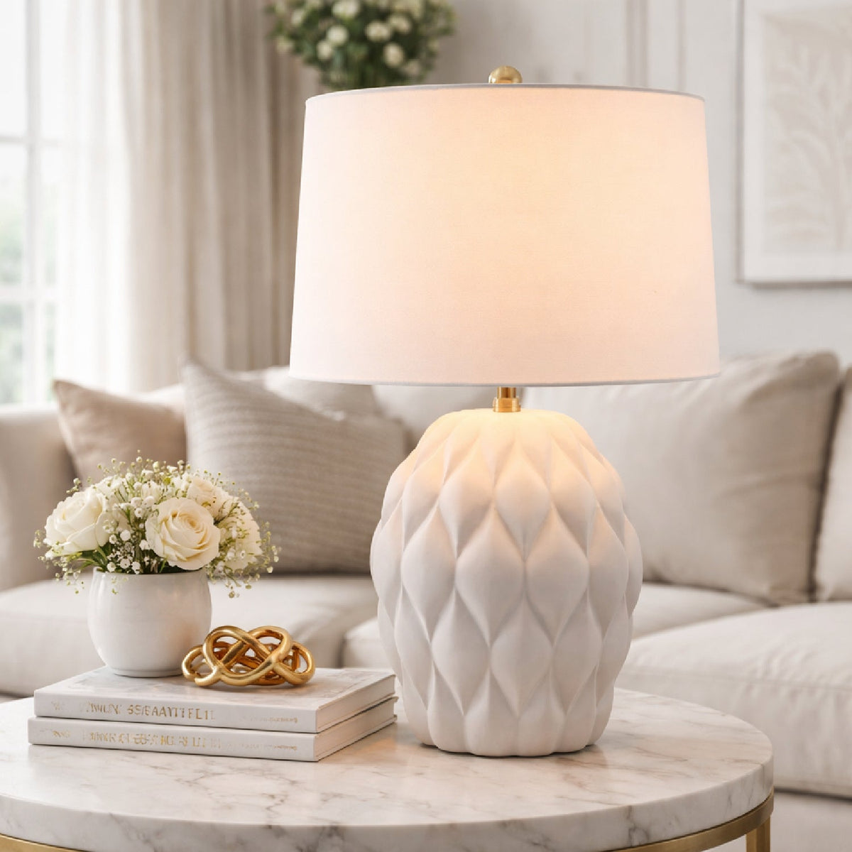 Modern European furniture - Reliefed Ceramic Accent Table Lamp - www.oroa.com