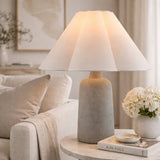 Modern European furniture - White Cotton Concrete Table Lamp - www.oroa.com