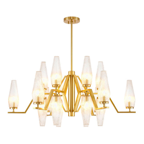 Modern European furniture - Ribbed Glass 18-Light Chandelier - www.oroa.com