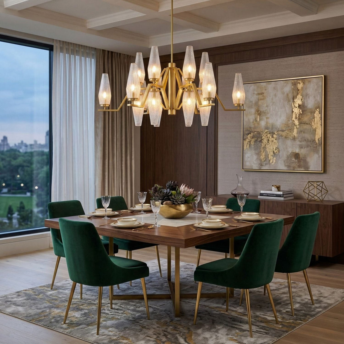 Modern European furniture - Ribbed Glass 18-Light Chandelier - www.oroa.com