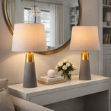 Modern European furniture - Beige Linen Concrete Table Lamps (2)  - www.oroa.com