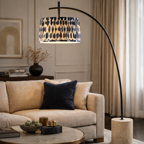 Modern European furniture - Patterned Blue Linen Floor Lamp - www.oroa.com