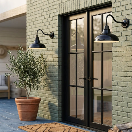 Modern European furniture -  Metal Shade Outdoor Wall Lamps (2) - www.oroa.com