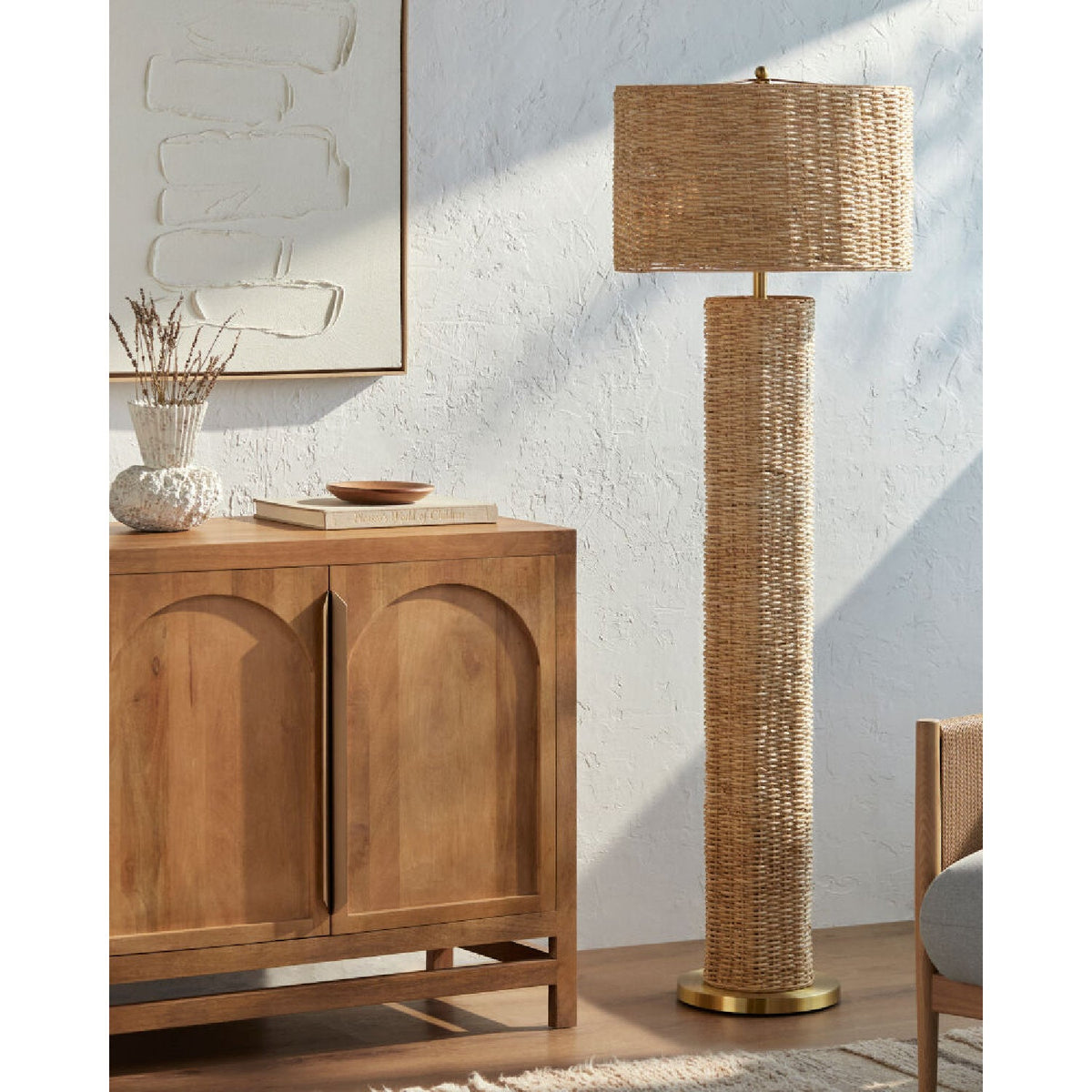 Modern European furniture - Woven Rattan Accent Floor Lamp - www.oroa.com