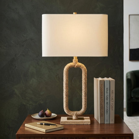 Modern European furniture - Natural Hemp Wrapped Table Lamp - www.oroa.com