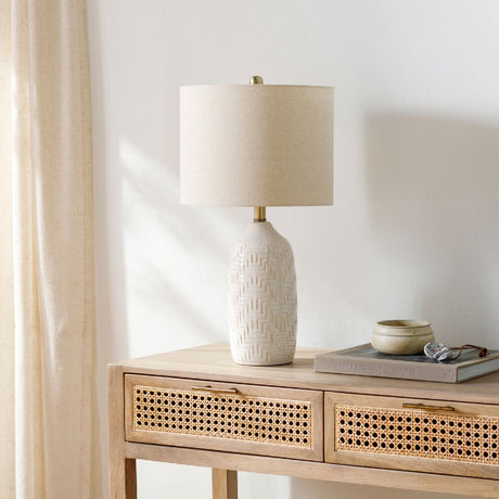 Modern European furniture - Glazed White Ceramic Table Lamp - www.oroa.com