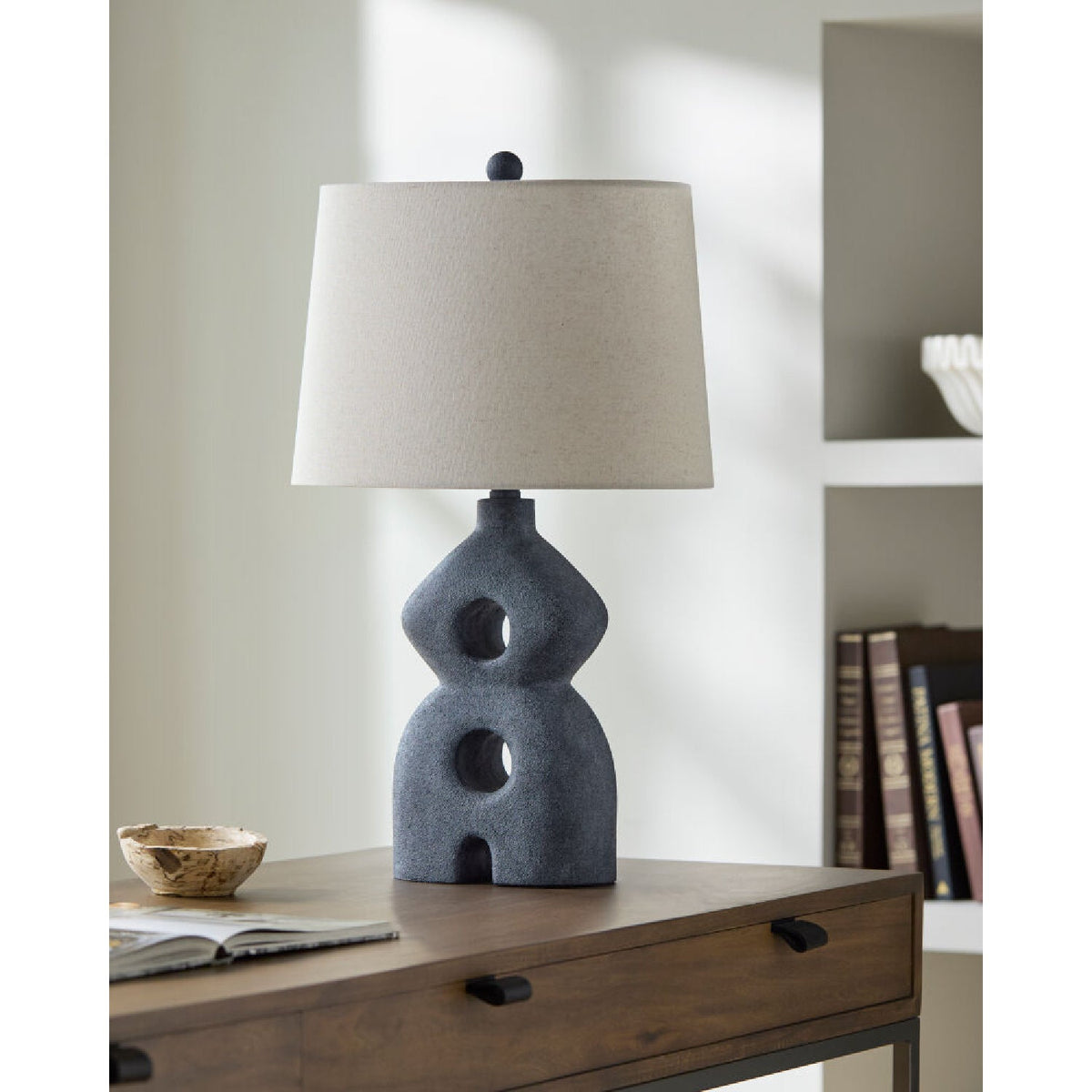 Modern European furniture - Black Sculptured Base Table Lamp - www.oroa.com