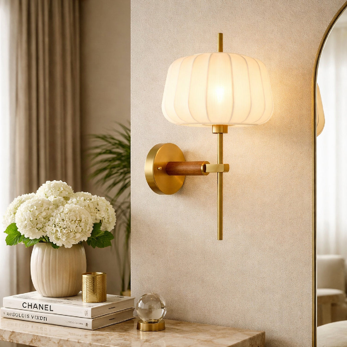 Modern European furniture - White Cotton Accent Wall Lamp - www.oroa.com