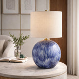 Modern European furniture - Glazed Blue Ceramic Table Lamp - www.oroa.com