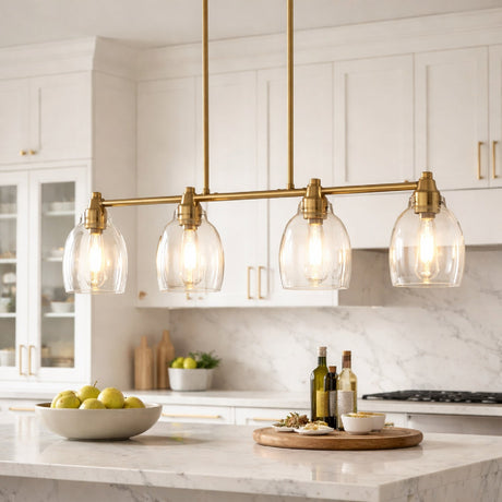Modern European furniture - 4-Light Glass Linear Chandelier - www.oroa.com