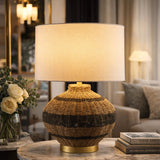 Modern European furniture -  Natural Rattan Base Table Lamp - www.oroa.com