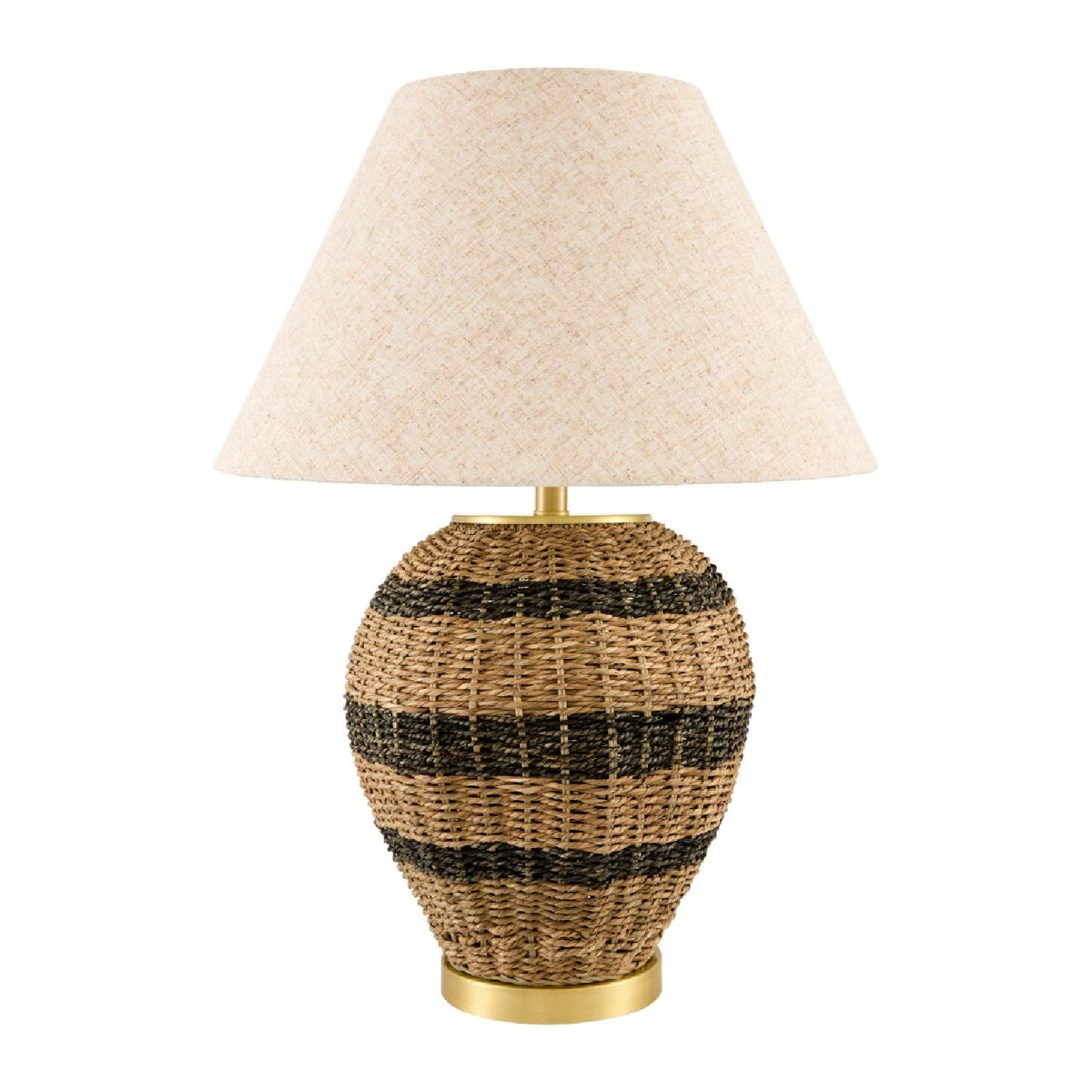 Modern European furniture - Black Lined Rattan Table Lamp - www.oroa.com