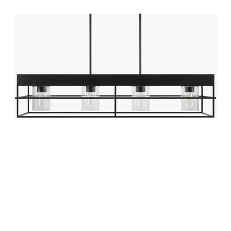 Modern European furniture - Black Framed 4-Light Linear Chandelier - www.oroa.com