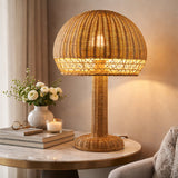 Modern European furniture - Dome Natural Rattan Table Lamp - www.oroa.com