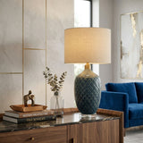Modern European furniture - Carved Ceramic Linen Table Lamp - www.oroa.com