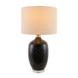 Modern European furniture - Carved Ceramic Linen Table Lamp - www.oroa.com