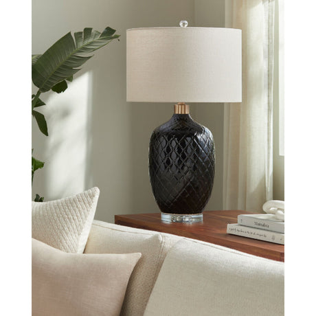 Modern European furniture - Carved Ceramic Linen Table Lamp - www.oroa.com