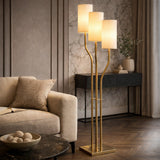 Modern European furniture - White Linen 3-Light Floor Lamp - www.oroa.com