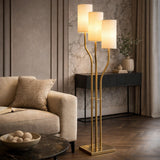 Modern European furniture - White Linen 3-Light Floor Lamp - www.oroa.com