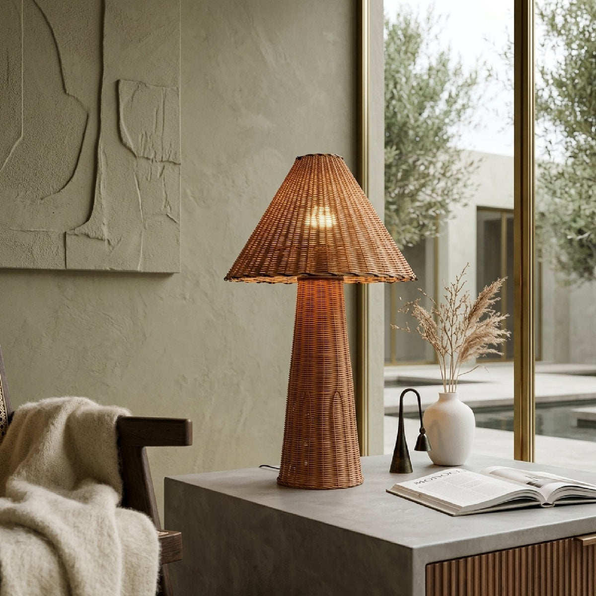 Modern European furniture - Empire Brown Rattan Table Lamp - www.oroa.com
