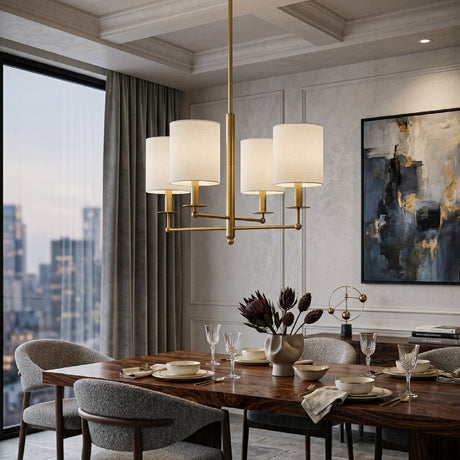 Modern European furniture - White Linen Shades Chandelier - www.oroa.com