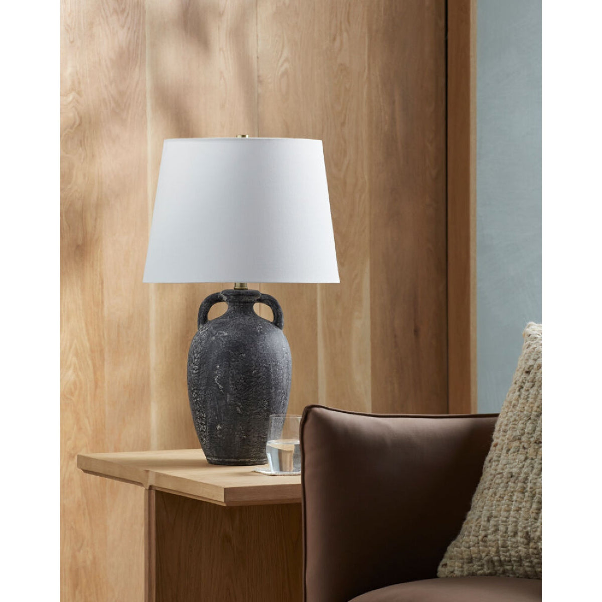 Modern European furniture - Black Ceramic Linen Table Lamp - www.oroa.com
