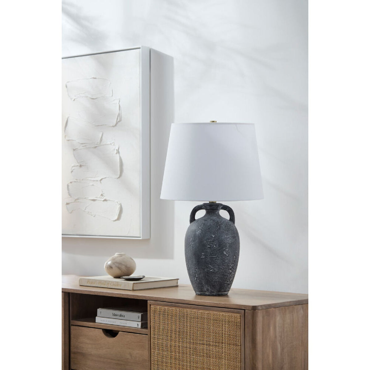 Modern European furniture - Black Ceramic Linen Table Lamp - www.oroa.com