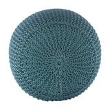Modern European furniture - Blue Knitted Round Outdoor Pouf - www.oroa.com
