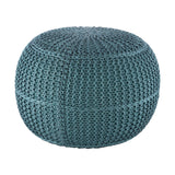 Modern European furniture - Blue Knitted Round Outdoor Pouf - www.oroa.com