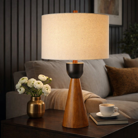 Modern European furniture - Beige Drum Linen Table Lamp - www.oroa.com