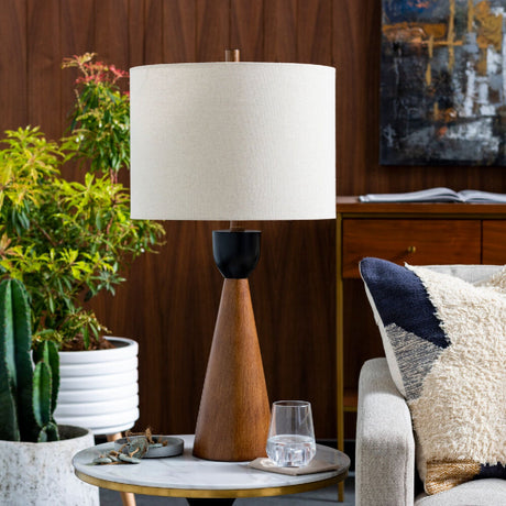 Modern European furniture - Beige Drum Linen Table Lamp - www.oroa.com
