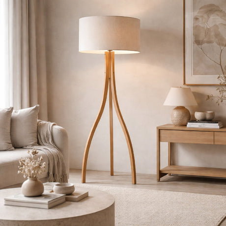 Modern European furniture - Wood Veneer Tripod Floor Lamp - www.oroa.com