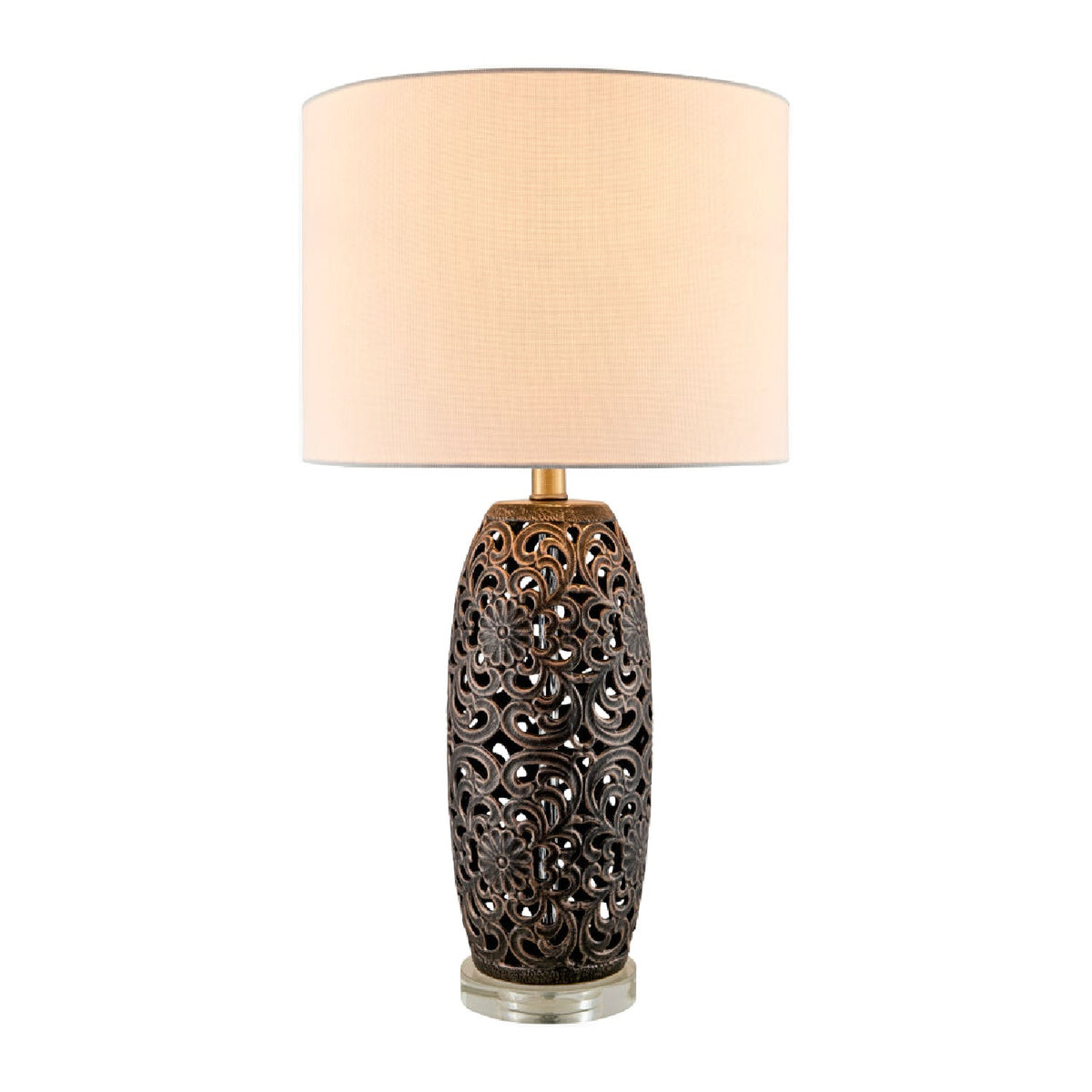 Modern European furniture - Floral Carved Ceramic Table Lamp - www.oroa.com