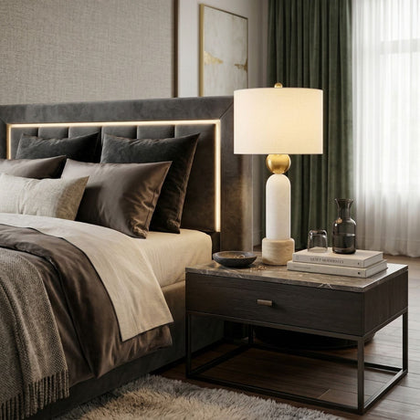 Modern European furniture - White Stone Modern Table Lamp - www.oroa.com