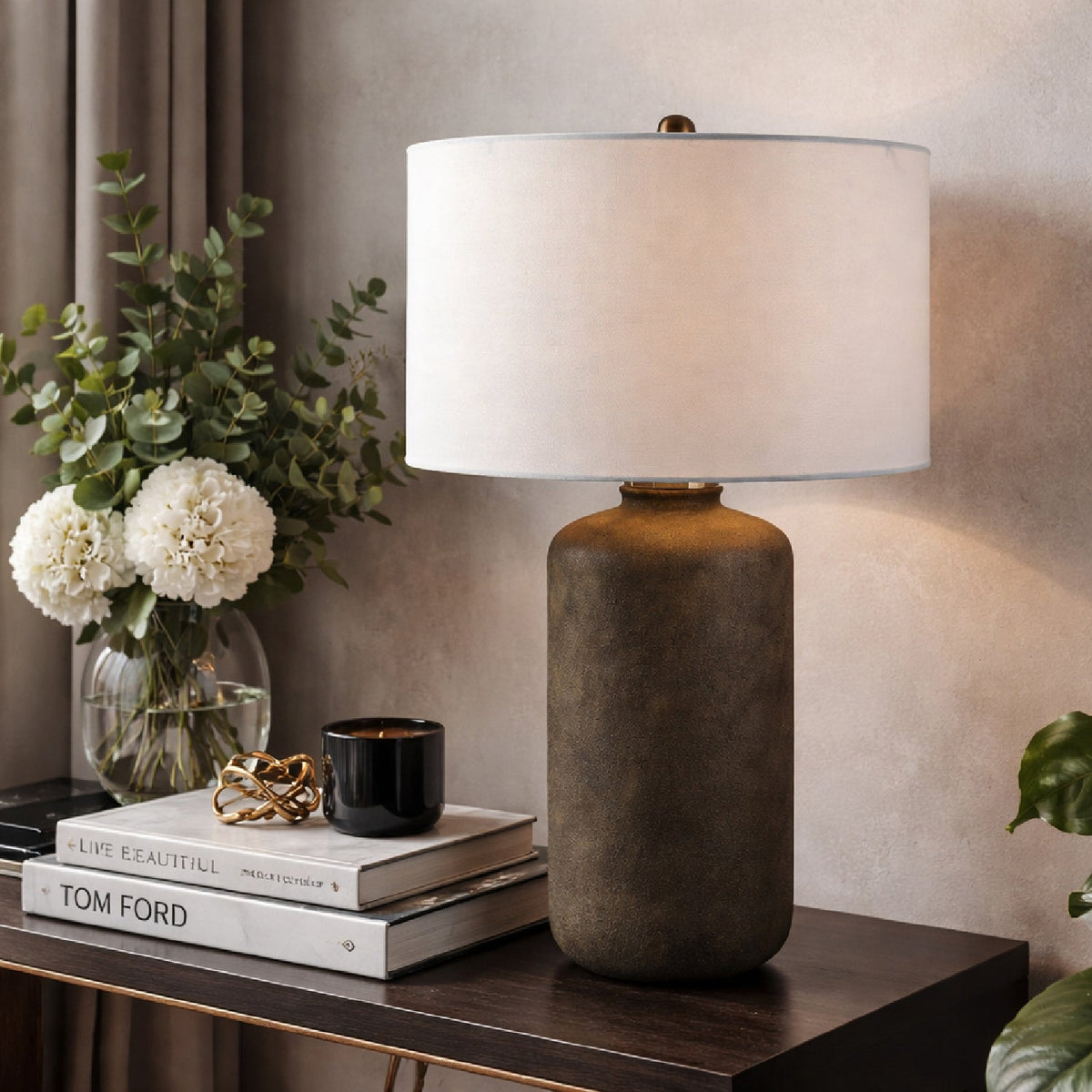 Modern European furniture - Neutral-Toned Ceramic Table Lamp - www.oroa.com