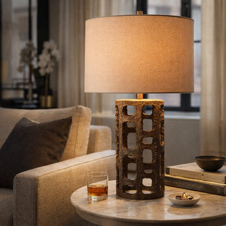 Modern European furniture - Rustic Bronze Finish Table Lamp - www.oroa.com