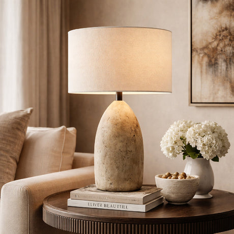 Modern European furniture - Beige Concrete Accent Table Lamp - www.oroa.com