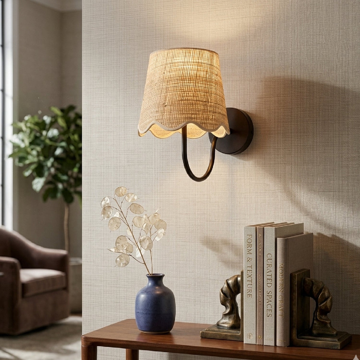 Modern European furniture - Scalloped Rattan Wall Lamp - www.oroa.com