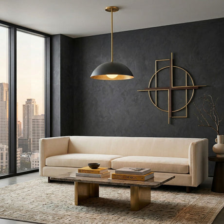 Modern European furniture - Black Metal Dome Pendant Lamp - www.oroa.com