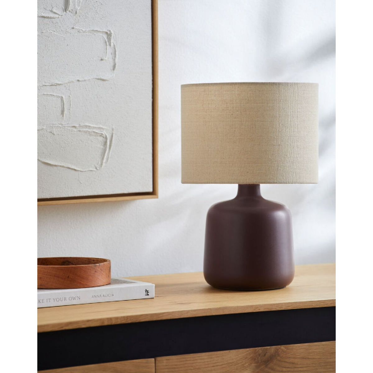 Modern European furniture - Beige Linen Ceramic Table Lamp S - www.oroa.com