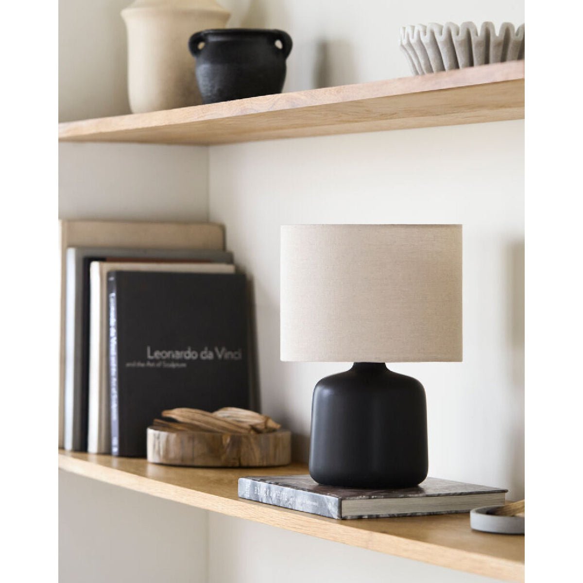 Modern European furniture - Beige Linen Ceramic Table Lamp S - www.oroa.com