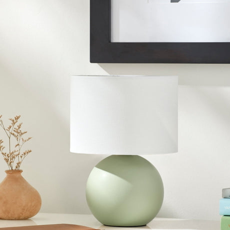 Modern European furniture - Round Glazed Ceramic Table Lamp - www.oroa.com