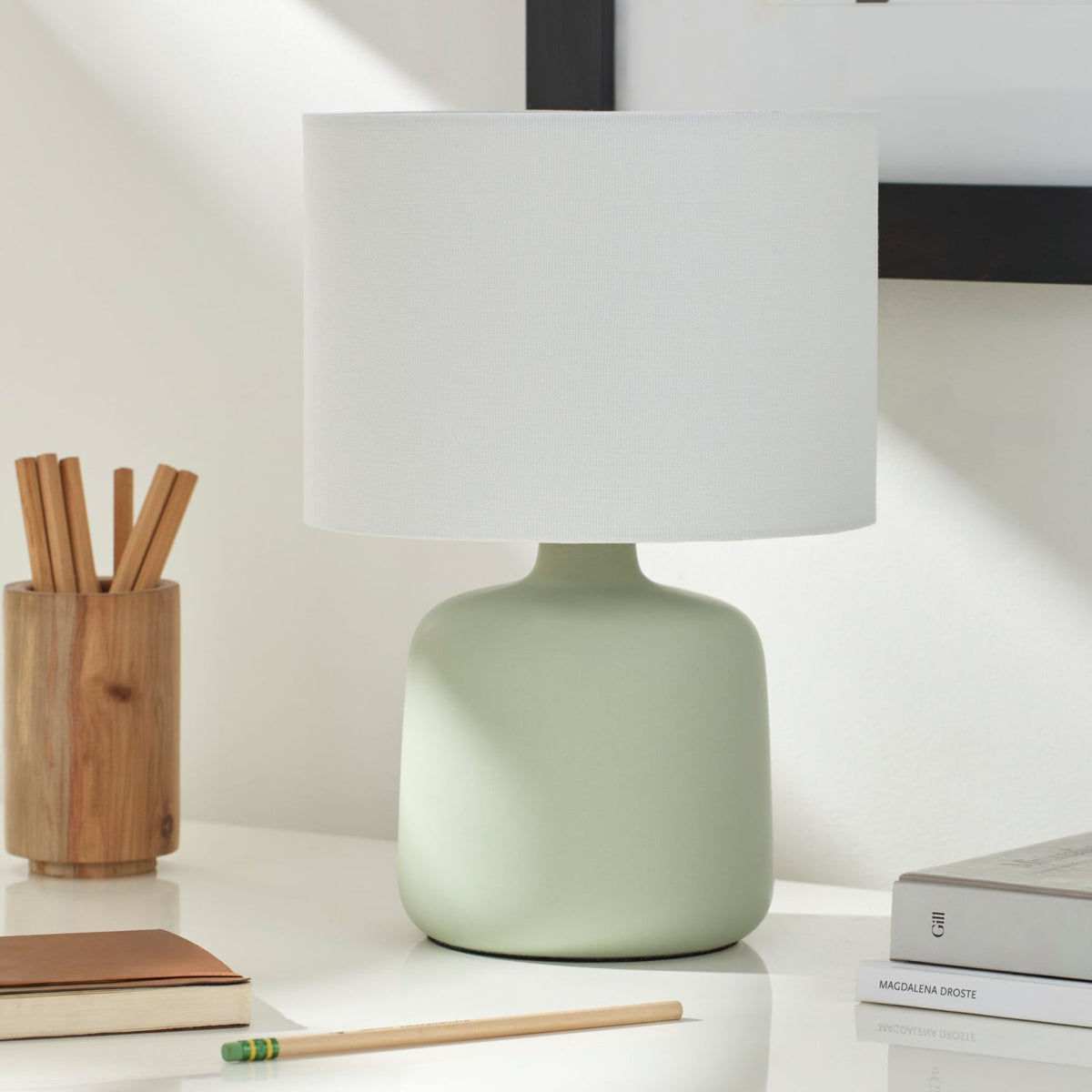 Modern European furniture - White Jute Ceramic Table Lamp - www.oroa.com