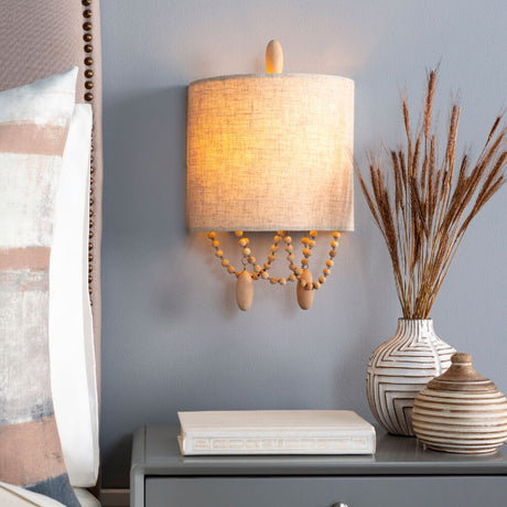 Modern European furniture - Beige Linen Beaded Wall Lamp - www.oroa.com
