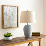 Modern European furniture - Antiqued Gray Ceramic Table Lamp - www.oroa.com