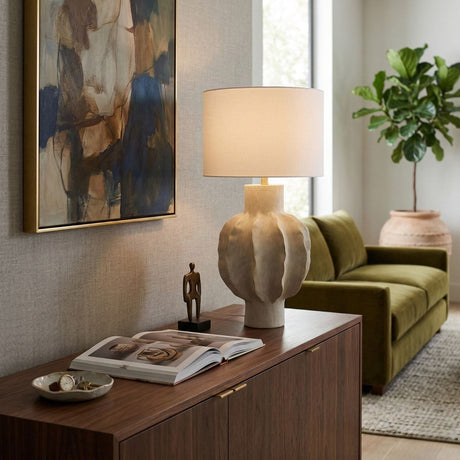 Modern European furniture - Gray Scuptured Accent Table Lamp - www.oroa.com