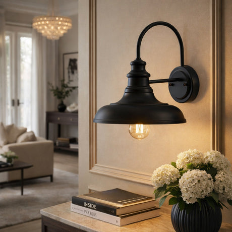 Modern European furniture - Black Metal Accent Wall Lamp - www.oroa.com