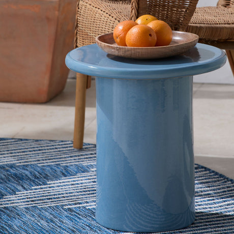 Modern European furniture - Blue Ceramic Outdoor Stool - www.oroa.com